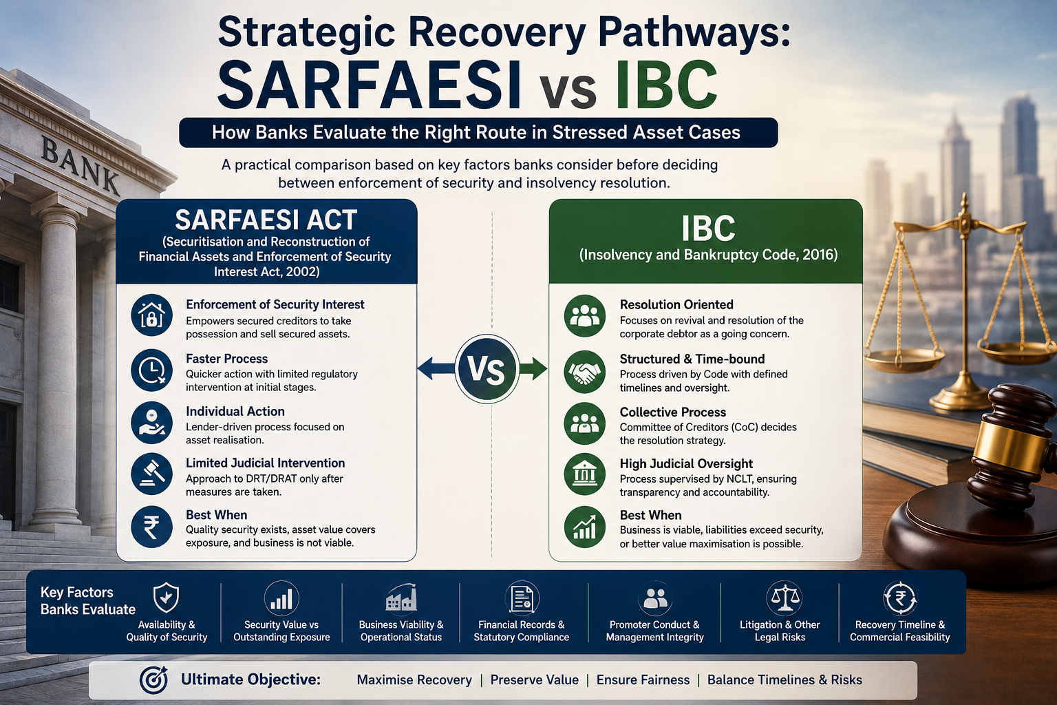 Strategic Recovery Pathways: How Banks Evaluate SARFAESI vs IBC in Stressed Asset Cases